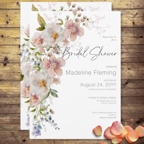Pastel Floral Modern Bridal Shower Invitation