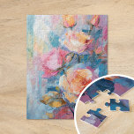 Pastel Floral Modern Impressionist Painting  Jigsaw Puzzle<br><div class="desc">A modern impressionist painting of roses, created with textured brushstrokes in soft pastel colors. The delicate shades of pink, peach, and blue blend harmoniously, while the textured layers add depth and dimension to the floral composition. This serene piece captures the timeless beauty of roses in a contemporary, expressive style, making...</div>