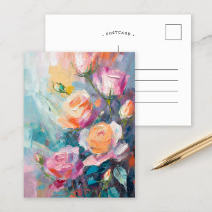 Pastel Floral Modern Impressionist Painting  Postcard