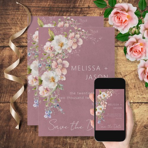 Pastel Floral Modern Pink Wedding Save The Date