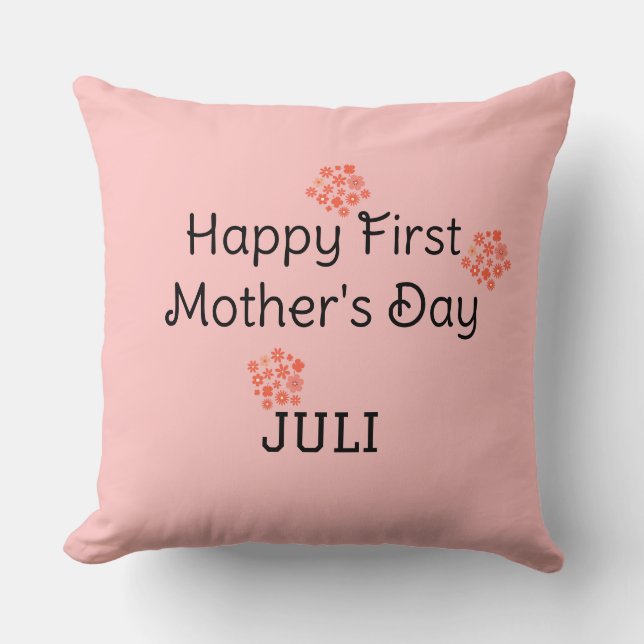pastel floral modern simple happy mother's day throw pillow (Front)