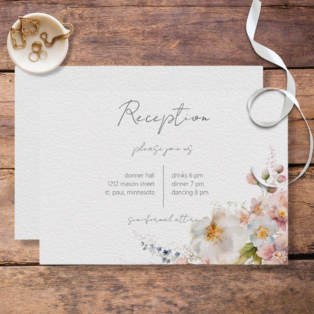Pastel Floral Modern Wedding Reception Enclosure Card (Creator Uploaded)