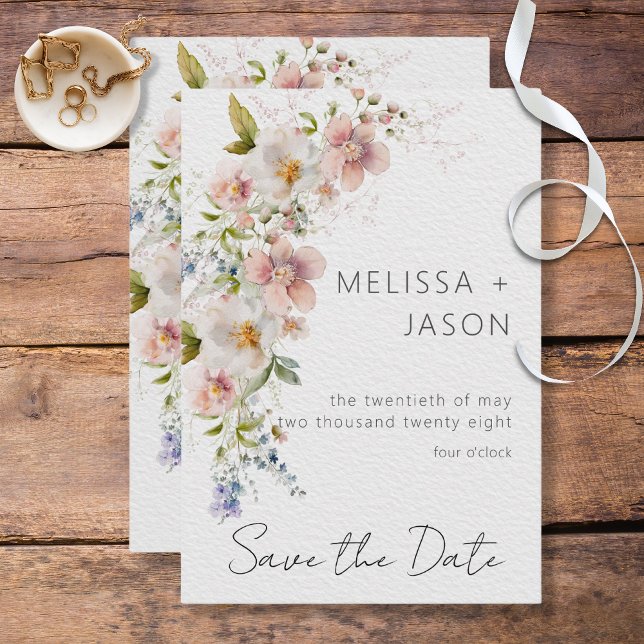 Pastel Floral Modern Wedding Save The Date (Creator Uploaded)