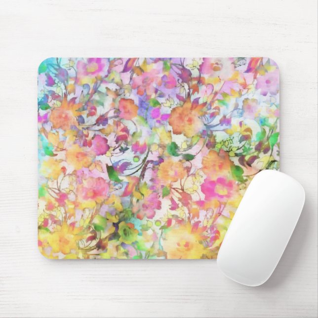 Pastel floral mouse pad (With Mouse)
