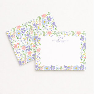 Pastel Floral Nursery Note Card for Baby Girl