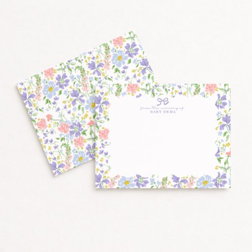 Pastel Floral Nursery Note Card for Baby Girl