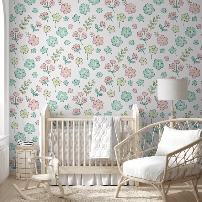 Pastel Floral Nursery Wallpaper (Kids)