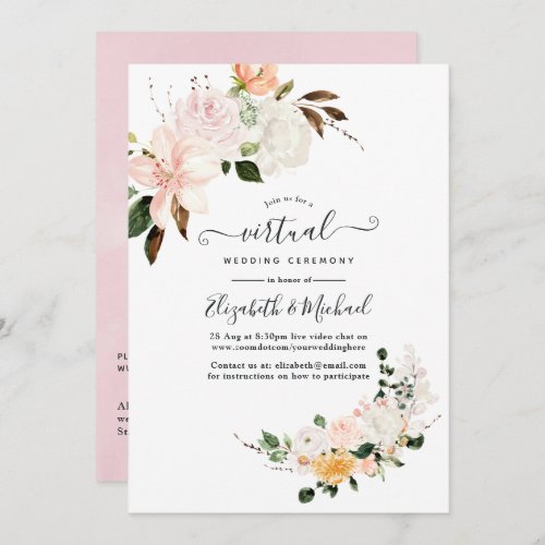 Pastel Floral Online Virtual Wedding Invitation