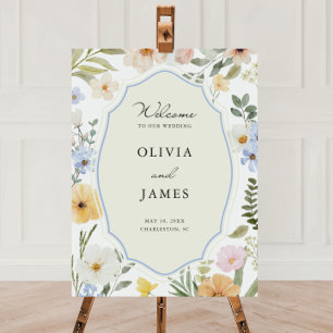 Pastel Floral Ornamental Frame Wedding Foam Board