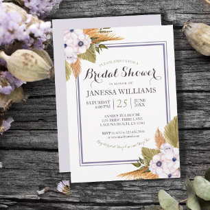 Pastel Floral Pampas Grass Bridal Shower Invitation