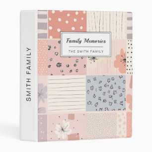 Pastel Floral Patchwork Quilt in Pink and Blue Mini Binder