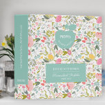 Pastel floral pattern blue homeschool portfolio 3 ring binder<br><div class="desc">Custom homeschool portfolio organizer binder featuring a mint blue apple shape with mom's mint blue homeschool logo (changeable text) and a label over a blush pink,  yellow,  dusty blue,  green and coral pastel wildflowers pattern.            Easy to customize with name,  title and school year on front and spine.</div>