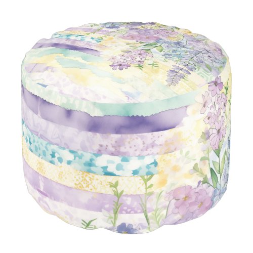 *~* Pastel Floral Pattern Blue Pink FLowers Pouf