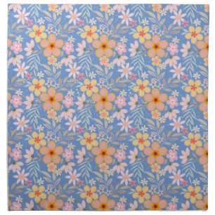 Pastel Floral pattern C01 Lblue BG Cloth Napkin