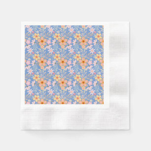 Pastel Floral pattern C01 Lblue BG Napkins