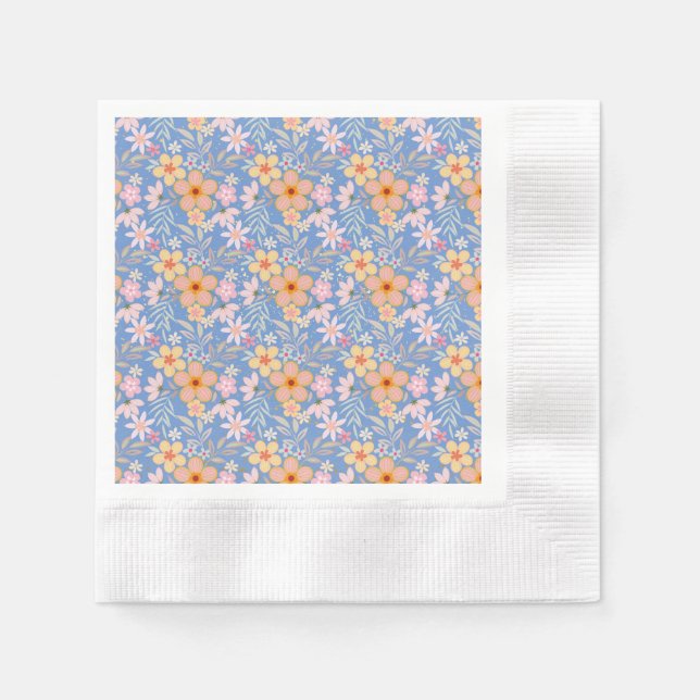 Pastel Floral pattern C01 Lblue BG Napkins (Front)