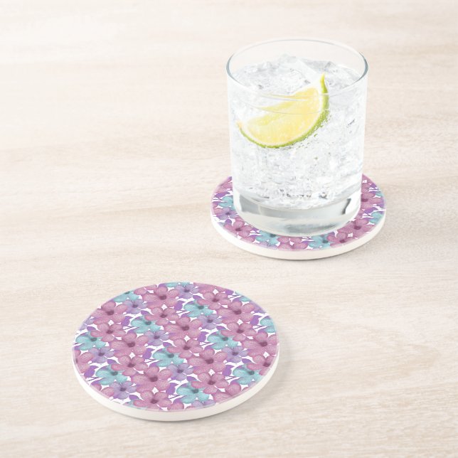 Pastel Floral Pattern Coaster (Side)