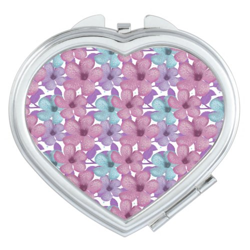 Pastel Floral Pattern Compact Mirror