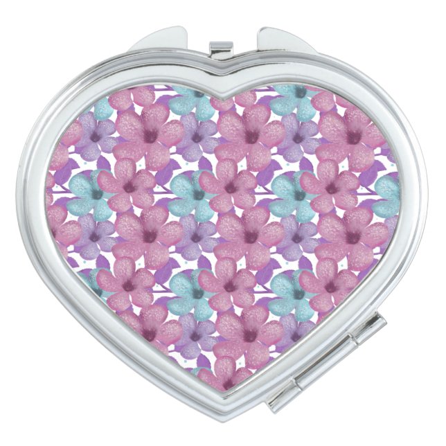 Pastel Floral Pattern Compact Mirror (Front)