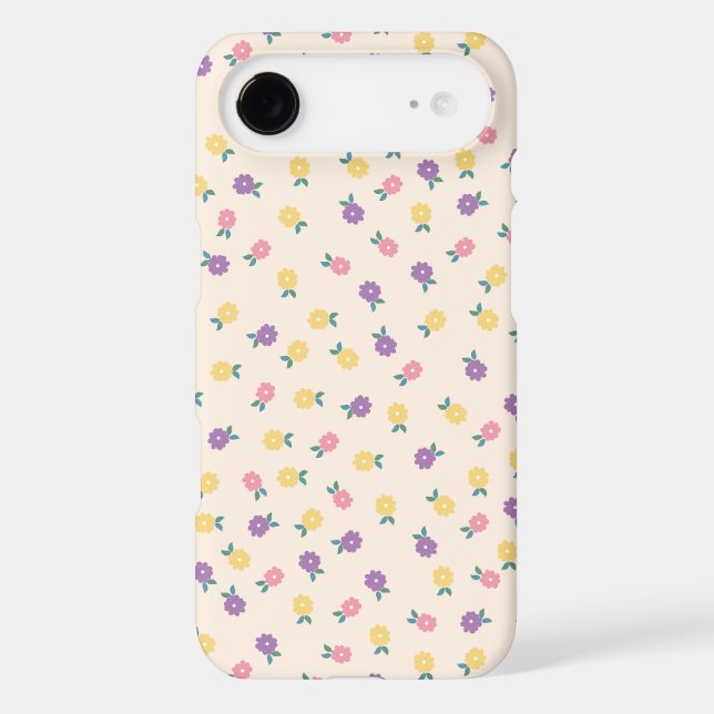 Pastel Floral Pattern – Cute Yellow, Pink & Purple iPhone Case (Back)