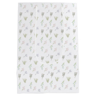 Pastel Floral Pattern – Elegant Botanical Print Medium Gift Bag