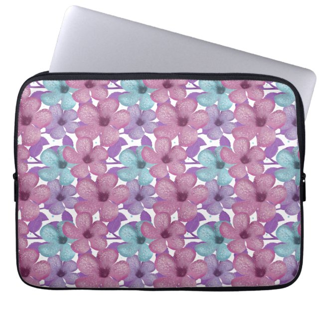 Pastel Floral Pattern Laptop Sleeve (Front)