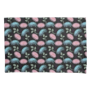 Pastel Floral Pattern on Black Background   Cute D Pillow Case