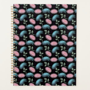 Pastel Floral Pattern on Black Background   Cute D Planner