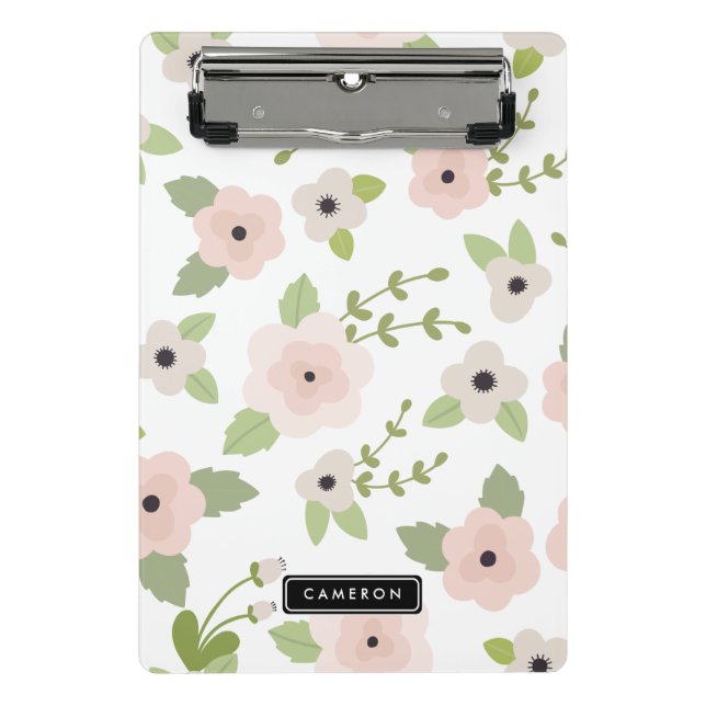 Pastel Floral Pattern Personalized Mini Clipboard (Front)