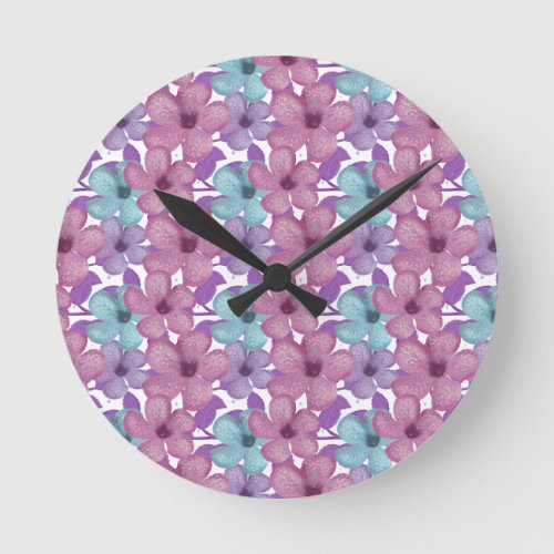 Pastel Floral Pattern Round Clock