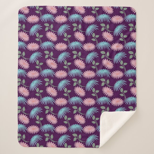 Pastel Floral Pattern  Sherpa Blanket (Front)