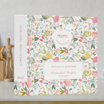 Pastel floral pattern white  homeschool portfolio 3 ring binder<br><div class="desc">Custom homeschool portfolio organizer binder featuring a white apple shape with mom's pink homeschool logo (changeable text) and a label over a blush pink,  yellow,  dusty blue,  green and coral pastel wildflowers pattern.            Easy to customize with name,  title and school year on front and spine.</div>