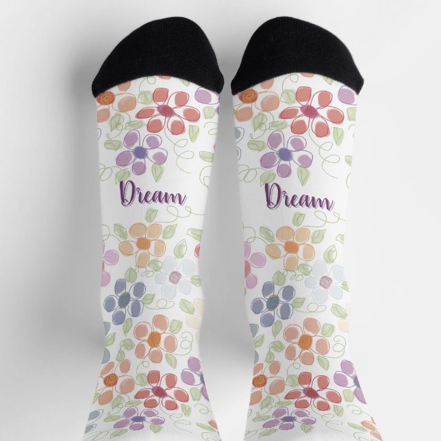 Pastel Floral Patterned Socks (Top)