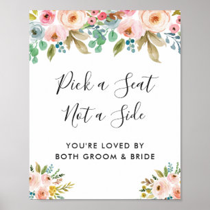 Pastel Floral Pick A Seat Wedding Sign