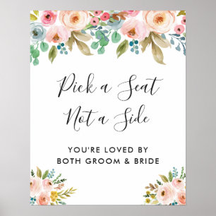 Pastel Floral Pick A Seat Wedding Sign