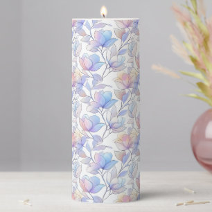 Pastel Floral Pillar Candle