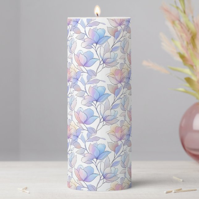 Pastel Floral Pillar Candle (In Situ)