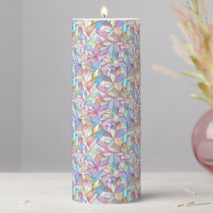 Pastel Floral Pillar Candle