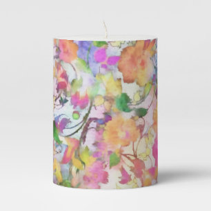 Pastel floral pillar candle