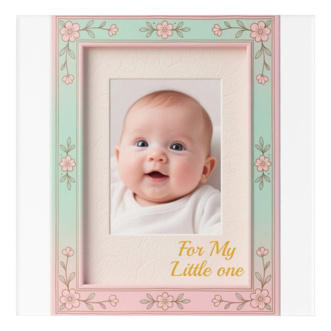 Pastel Floral Pink Mint Picture Frame Acrylic Print (Front)