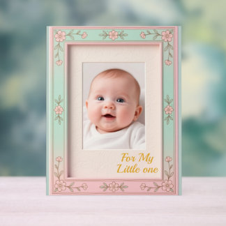Pastel Floral Pink Mint Picture Frame Acrylic Sign