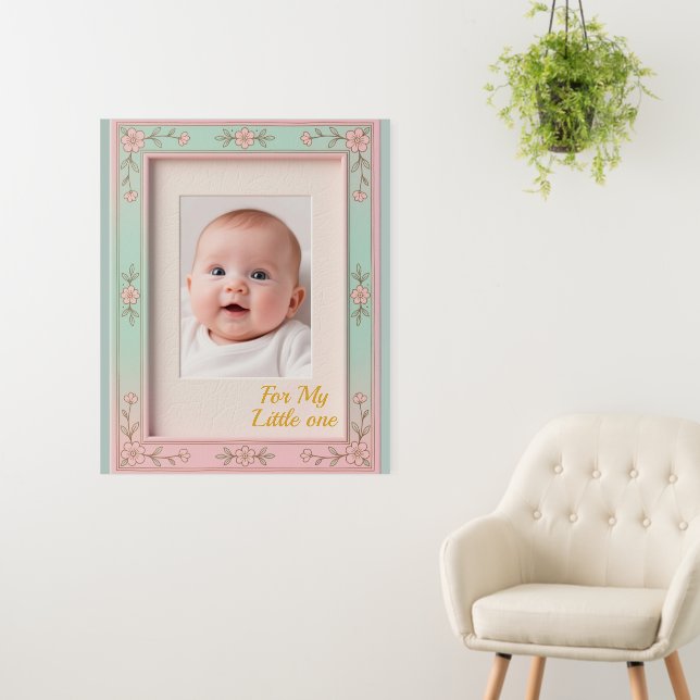 Pastel Floral Pink Mint Picture Frame Foam Board (In Situ (Wall))