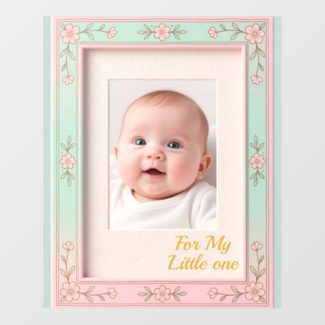 Pastel Floral Pink Mint Picture Frame Wall Decal (Front)
