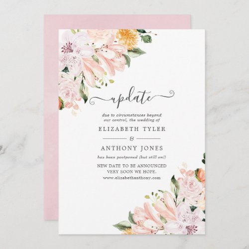 Pastel Floral Postponed Wedding Update Invitation