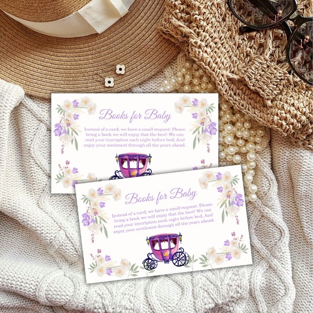 Pastel Floral Princess Carriage Books Baby Shower  Enclosure Card (Pastel Floral Princess Carriage Books Baby Shower Enclosure Card)