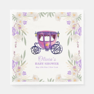 Pastel Floral Princess Carriage Girl Baby Shower Napkins