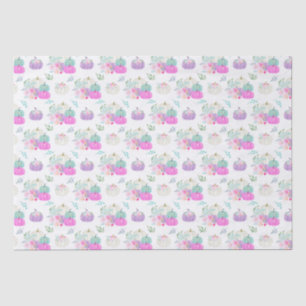 Pastel Floral Pumpkins in Pink, Purple and Blue Tissue Paper