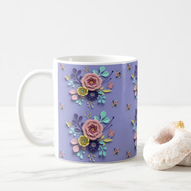 Pastel Floral Purple Mug (With Donut)