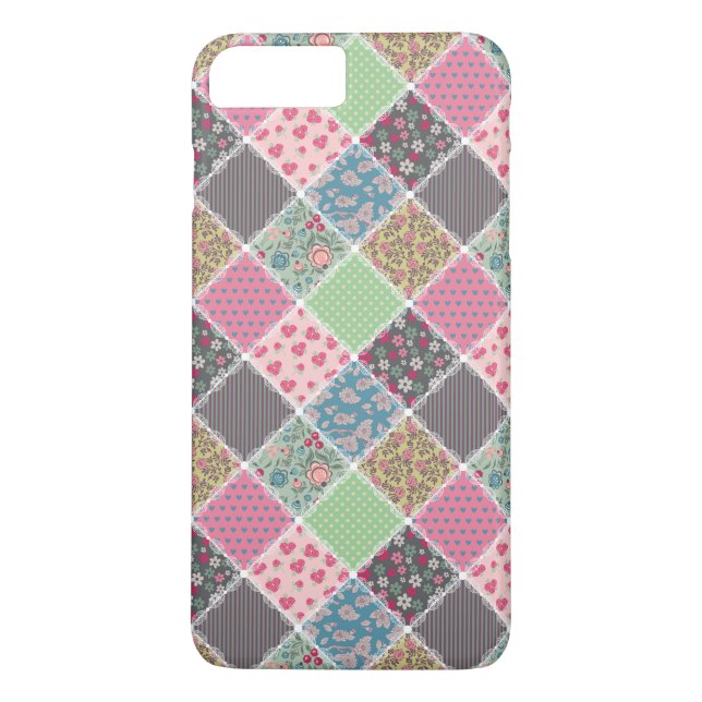 Pastel Floral Quilt Squares Case-Mate iPhone Case (Back)