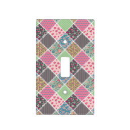 Pastel Floral Quilt Squares Light Switch Cover